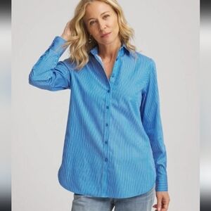 EUC CHICO'S No Iron Classic Striped Shirt